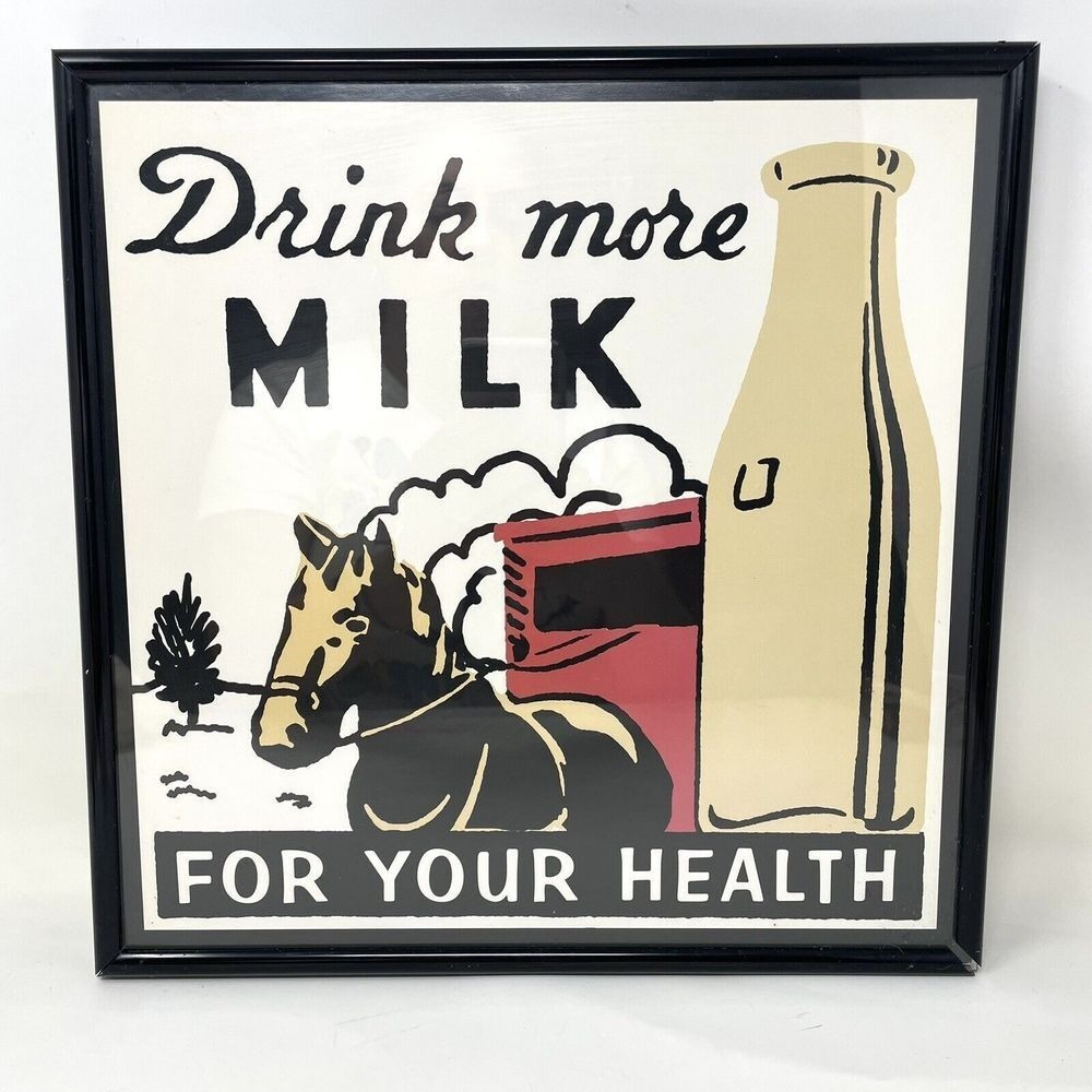 Vtg Drink More Milk Retro Series Framed Art Piece Out Of Red Robin Restaurant